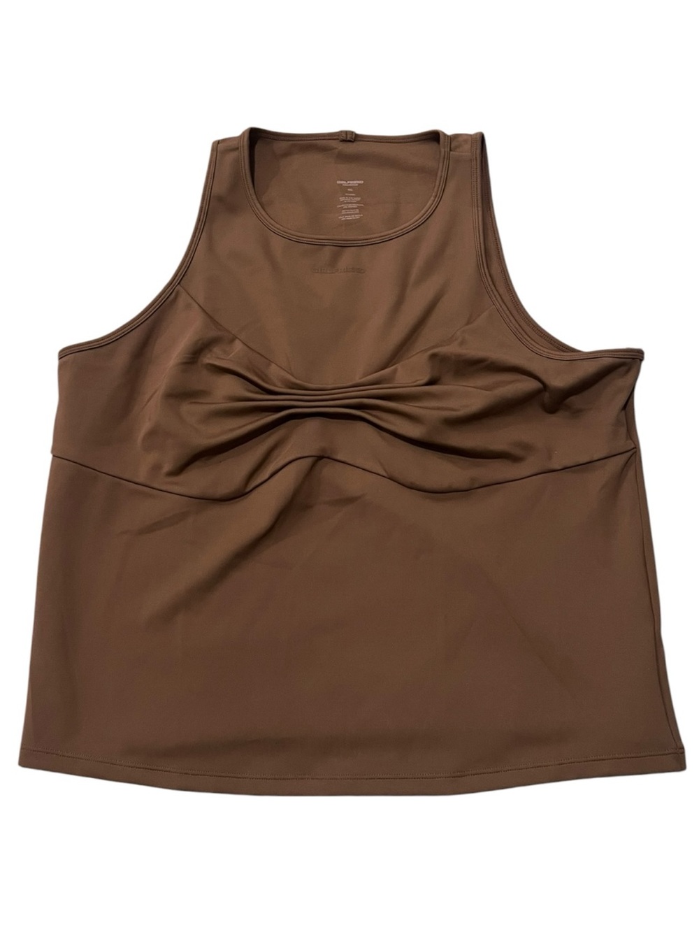 Girlfriend Collective Ruched Athletic Tank Top Plus Size 4XL in Sepia